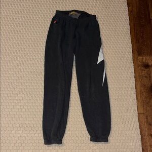 Aviator Nation Black Joggers with White Accent